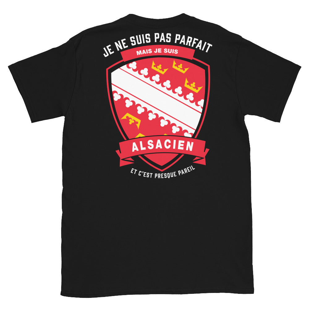 T-shirt Alsacien noir - Je ne suis pas parfait mais.