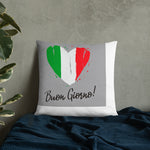 Coeur au couleur du drapeau Italien - Coussin imprimé bongiorno - Ici & Là - T-shirts & Souvenirs de chez toi
