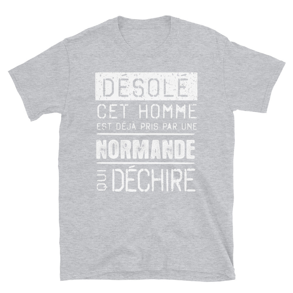 T-shirt Normande bleu marine dos - Désolé ce mec est pris par une fille qui déchire