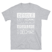 Thumbnail for T-shirt Normande bleu marine dos - Désolé ce mec est pris par une fille qui déchire