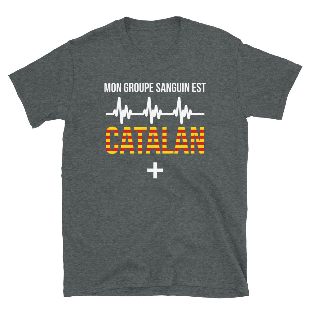 T-shirt Catalan gris foncé chiné dos - Mon groupe sanguin Catalan plus
