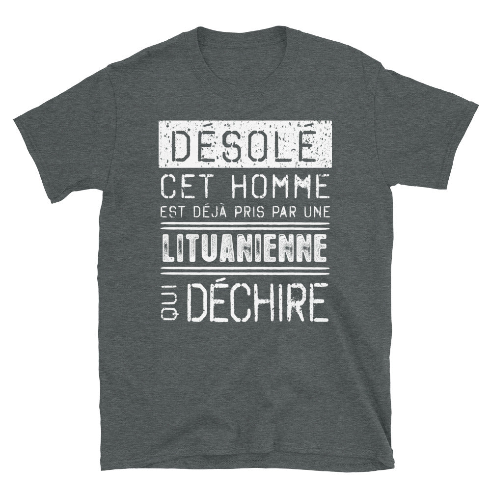 T-shirt Lituanien bleu marine - Désolé, il est pris par une fille