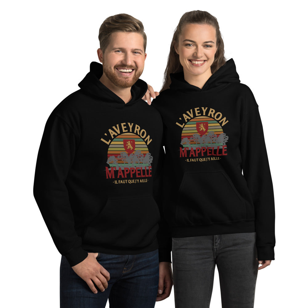 Sweatshirt Aveyron noir dos - L'appel du pays avec humour