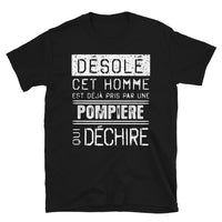 Thumbnail for T-shirt humour noir - Désolé ce mec est pris par une fille qui déchire