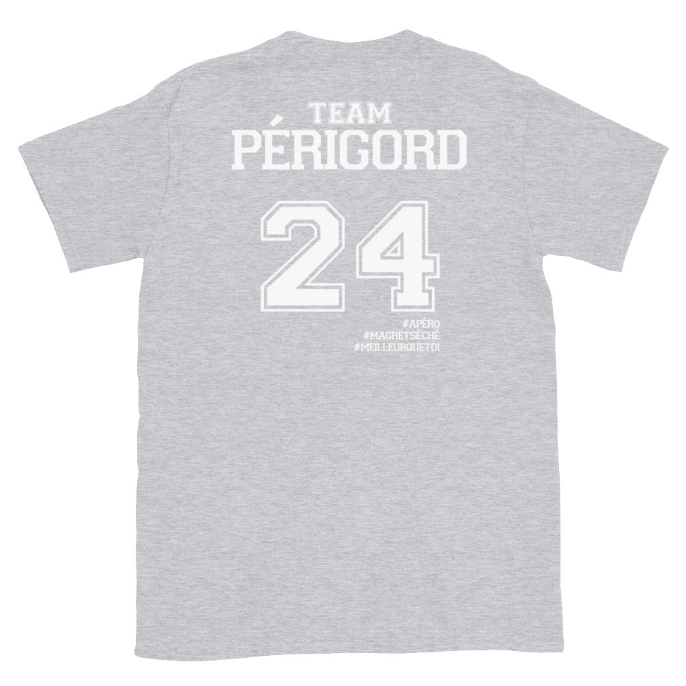 T-shirt Périgord gris sport dos - Fierté locale avec humour
