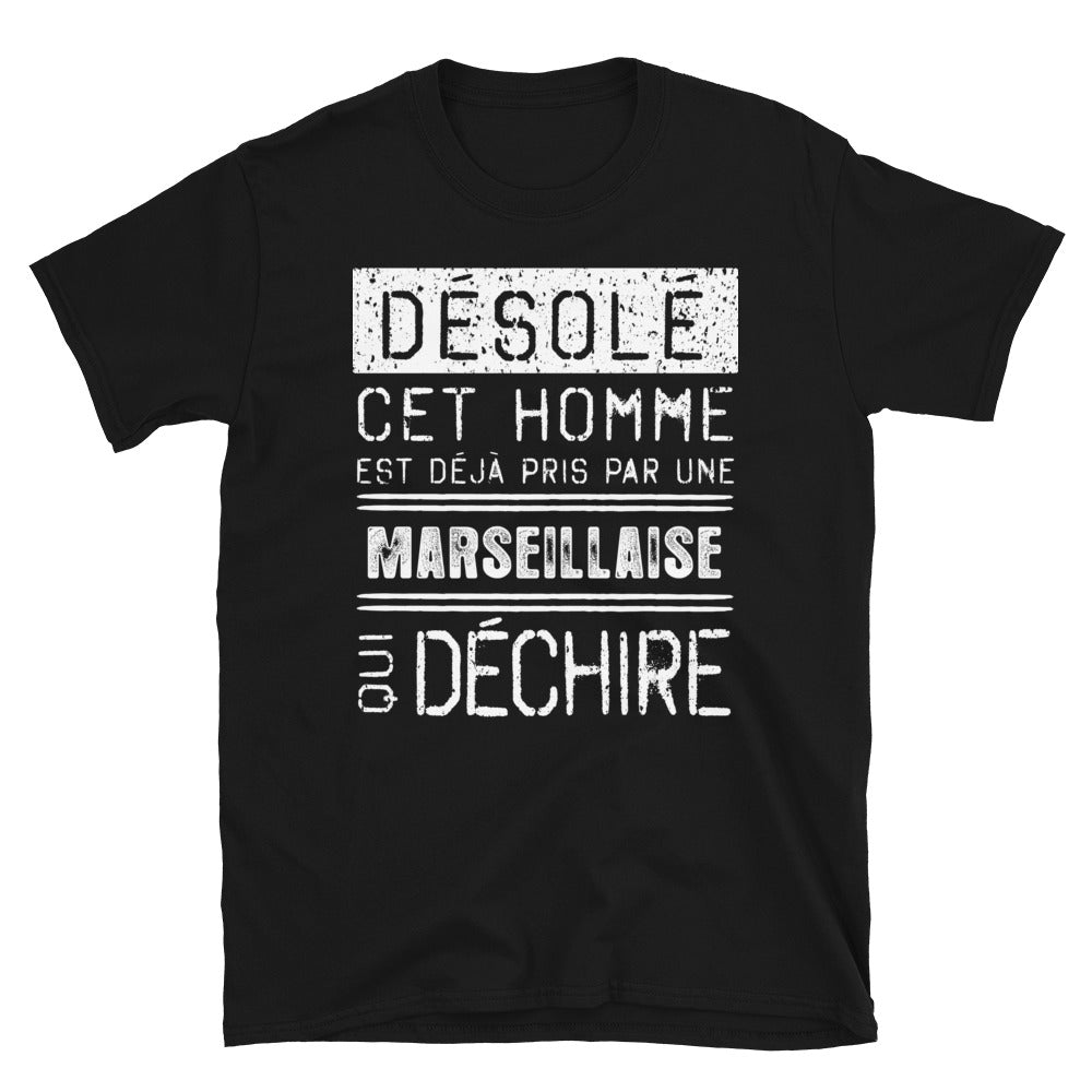 T-shirt Marseille noir - Désolé ce mec est pris par une fille