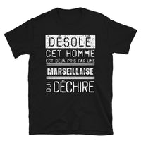 Thumbnail for T-shirt Marseille noir - Désolé ce mec est pris par une fille