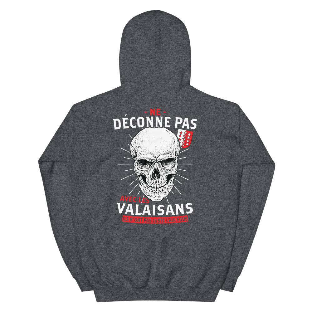 Sweatshirt Valaisans rouge dos - Ne déconnez pas avec humour