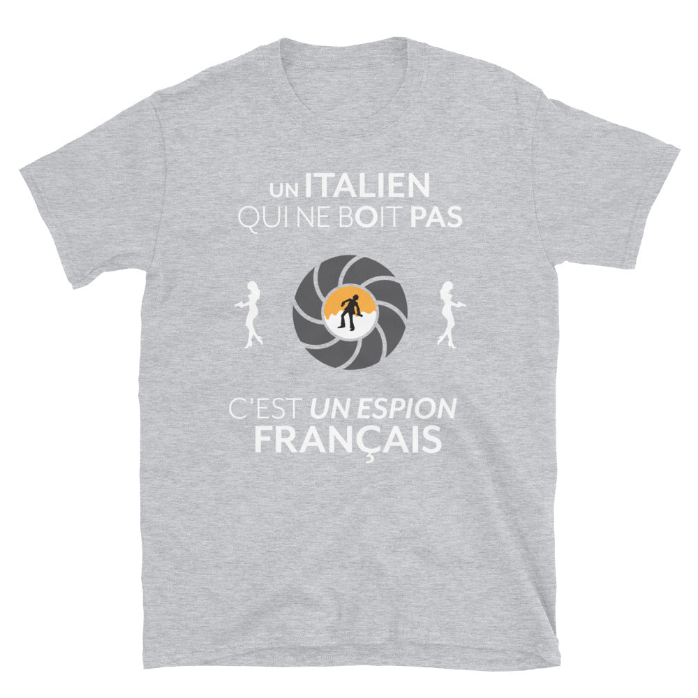 T-shirt Italie bleu marine dos - Le gars qui ne boit pas c'est un espion