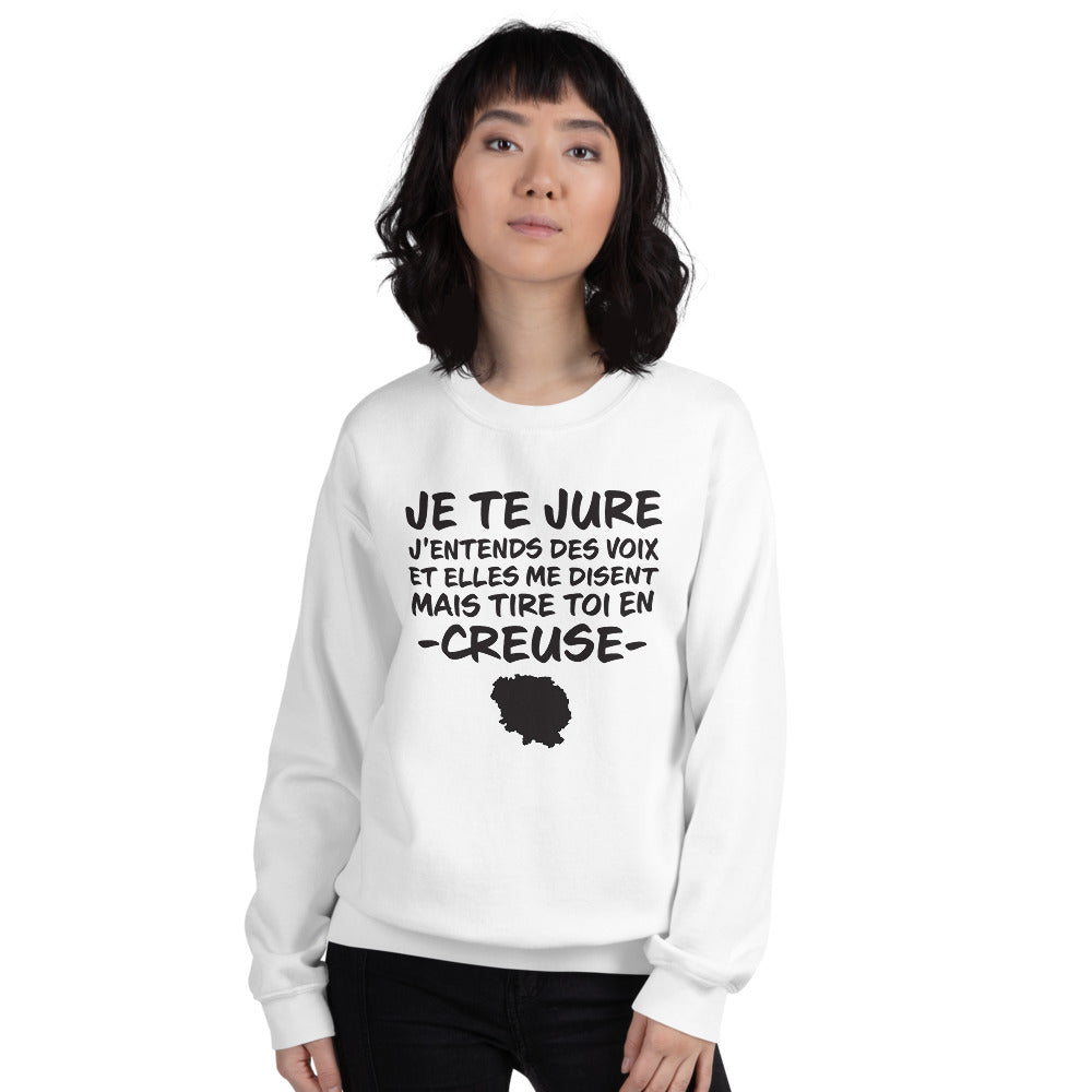 Sweatshirt Creuse gris sport - Je te jure avec humour local