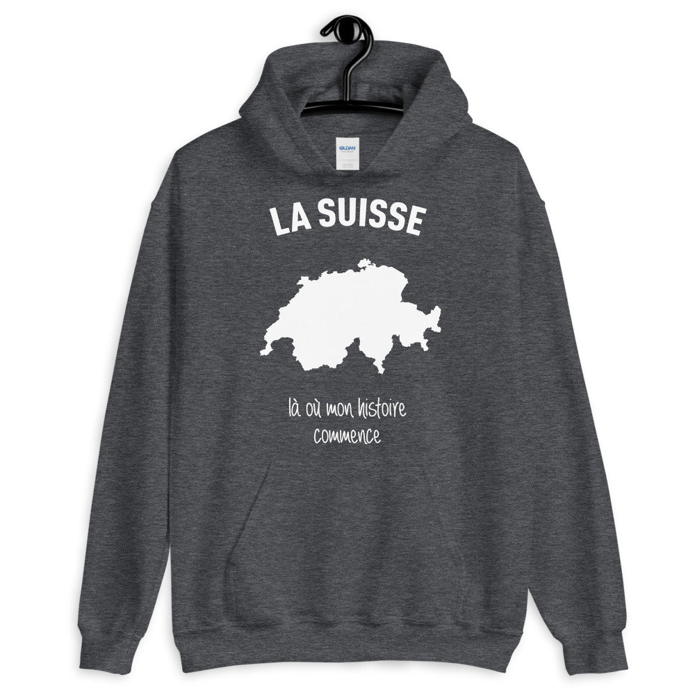 Sweatshirt Suisse gris foncé - Mon histoire commence avec fierté