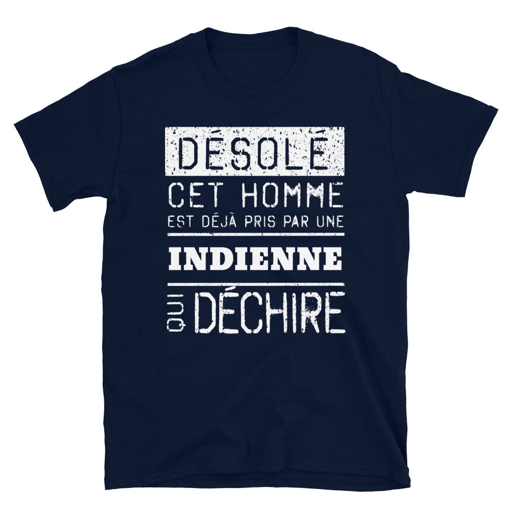 T-shirt Indienne noir dos - Désolé ce mec est pris par une fille qui déchire