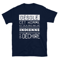 Thumbnail for T-shirt Indienne noir dos - Désolé ce mec est pris par une fille qui déchire