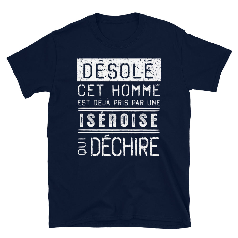 T-shirt Iseroise noir dos - Désolé, ce mec est pris par une fille qui déchire