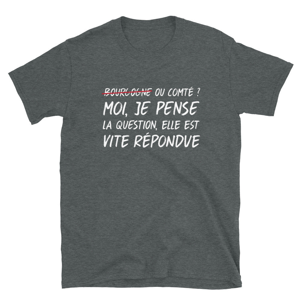 T-shirt Franche-Comté gris foncé chiné dos - La question est vite répondue