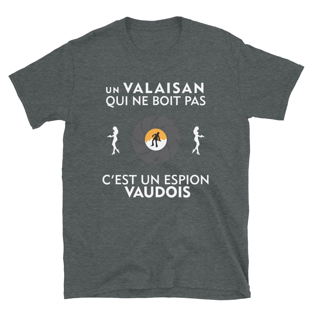 T-shirt Valais bleu marine - Le gars qui ne boit pas c'est un espion