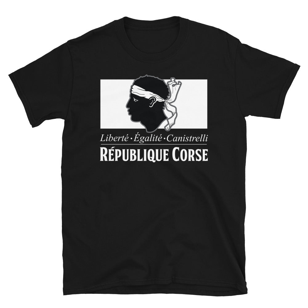 T-shirt Corse noir - Liberté, égalité et canistrelli