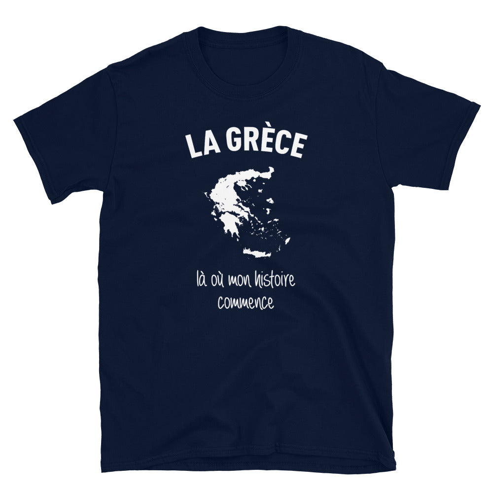 T-shirt Grèce gris foncé chiné - Mon histoire commence avec fierté