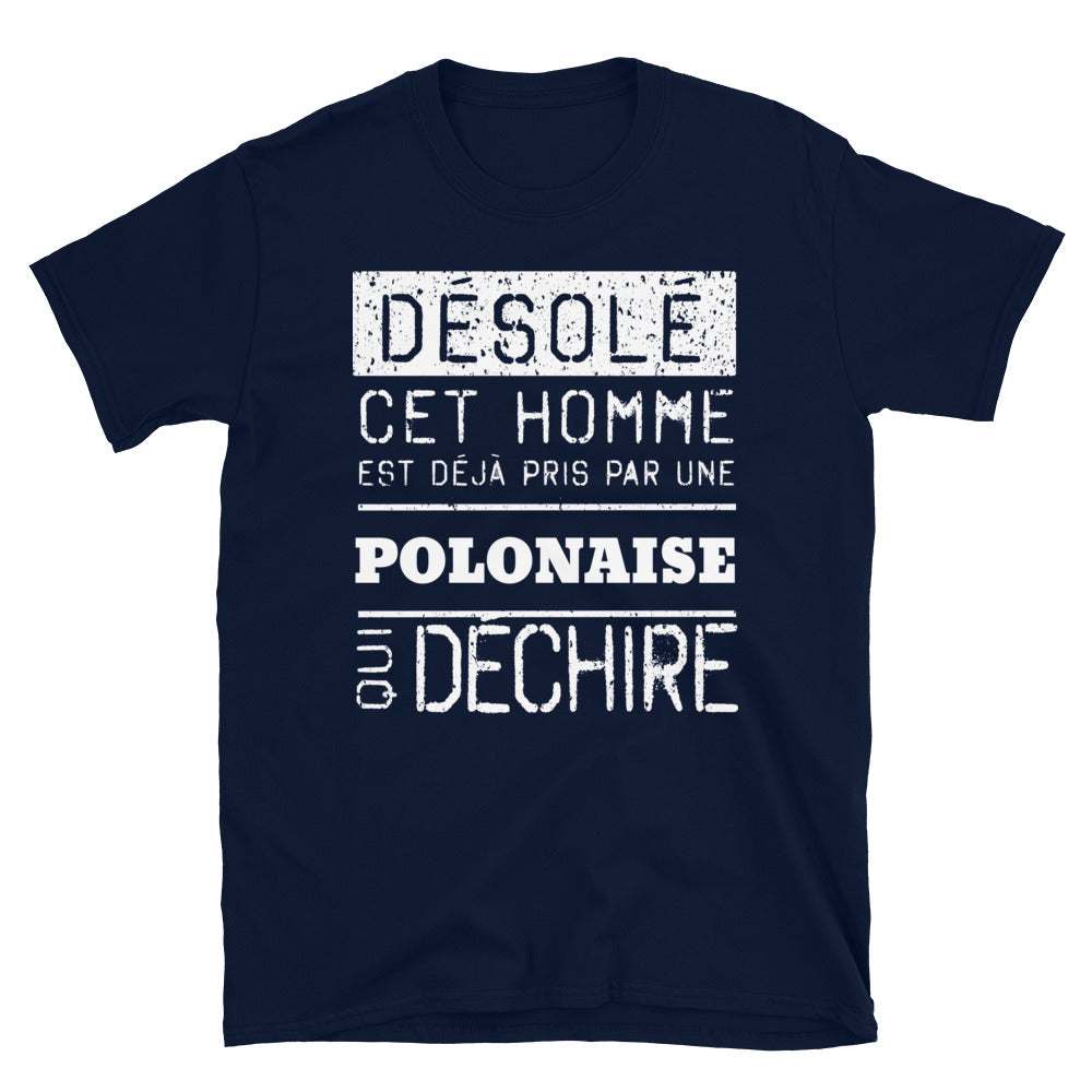 T-shirt Polonaise noir dos - Désolé ce mec est pris par une fille