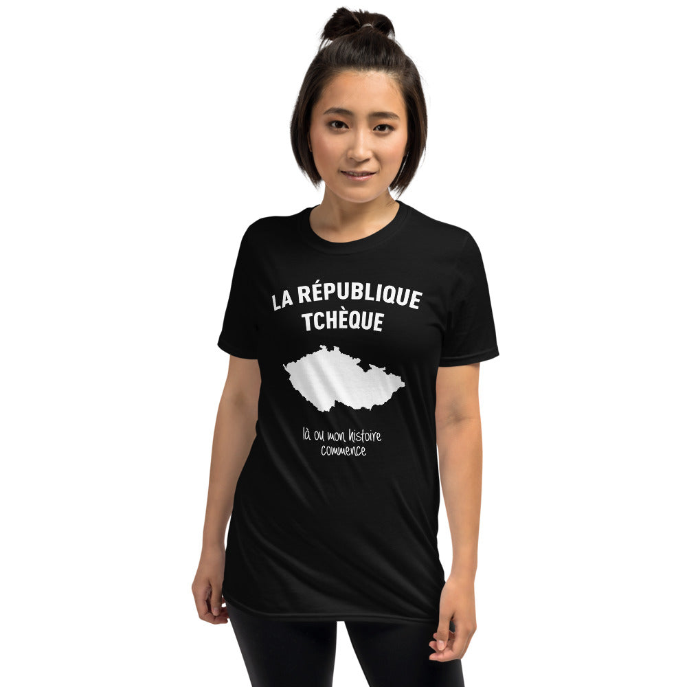 T-shirt Tchéquie gris foncé chiné - Mon histoire commence avec fierté
