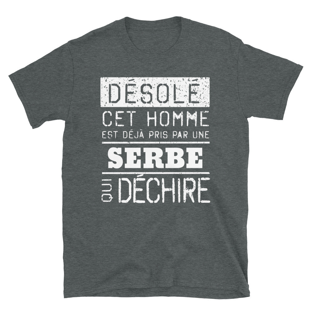 T-shirt Serbie bleu marine - Désolé ce mec est pris par une fille qui déchire
