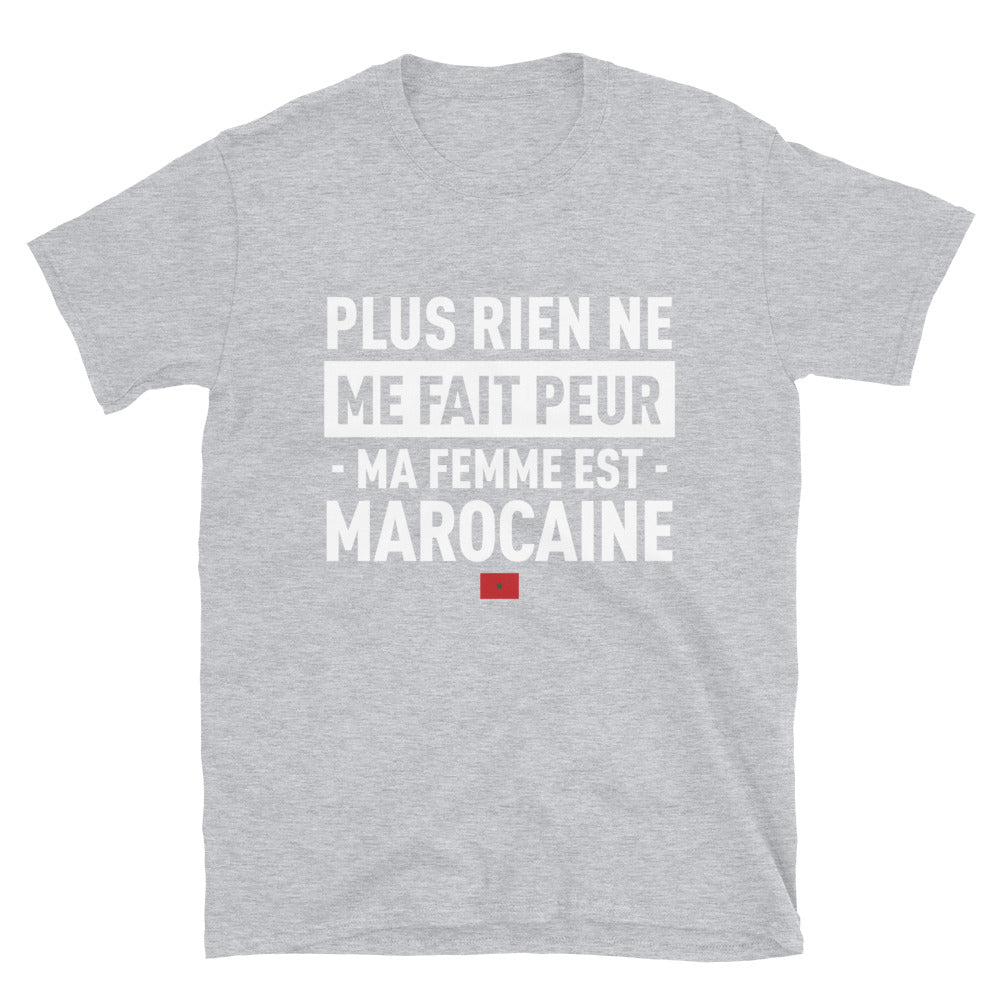 T-shirt marocain bleu marine dos - Plus rien ne me fait peur ma femme est