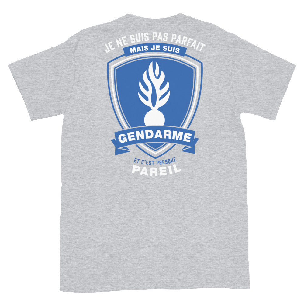 T-shirt Gendarme bleu marine dos - Je ne suis pas parfait mais je suis Gendarme