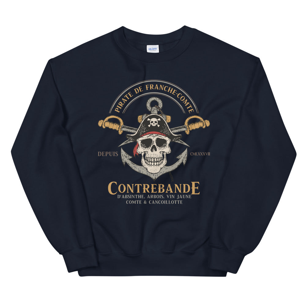 Sweatshirt Franche-Comté bleu marine dos - Fierté des Pirates Locaux