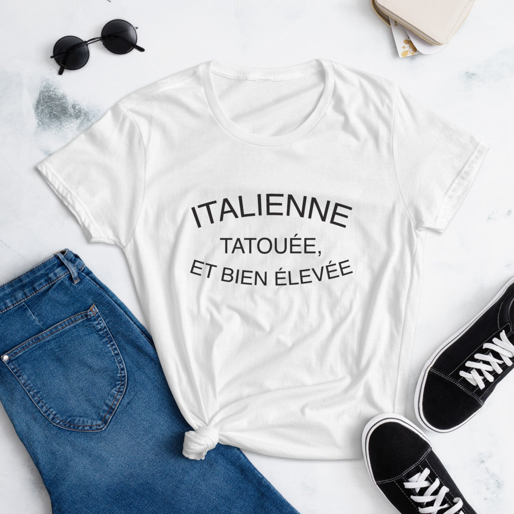 T-shirt Italie bleu bondi - Italienne et tatouée avec humour