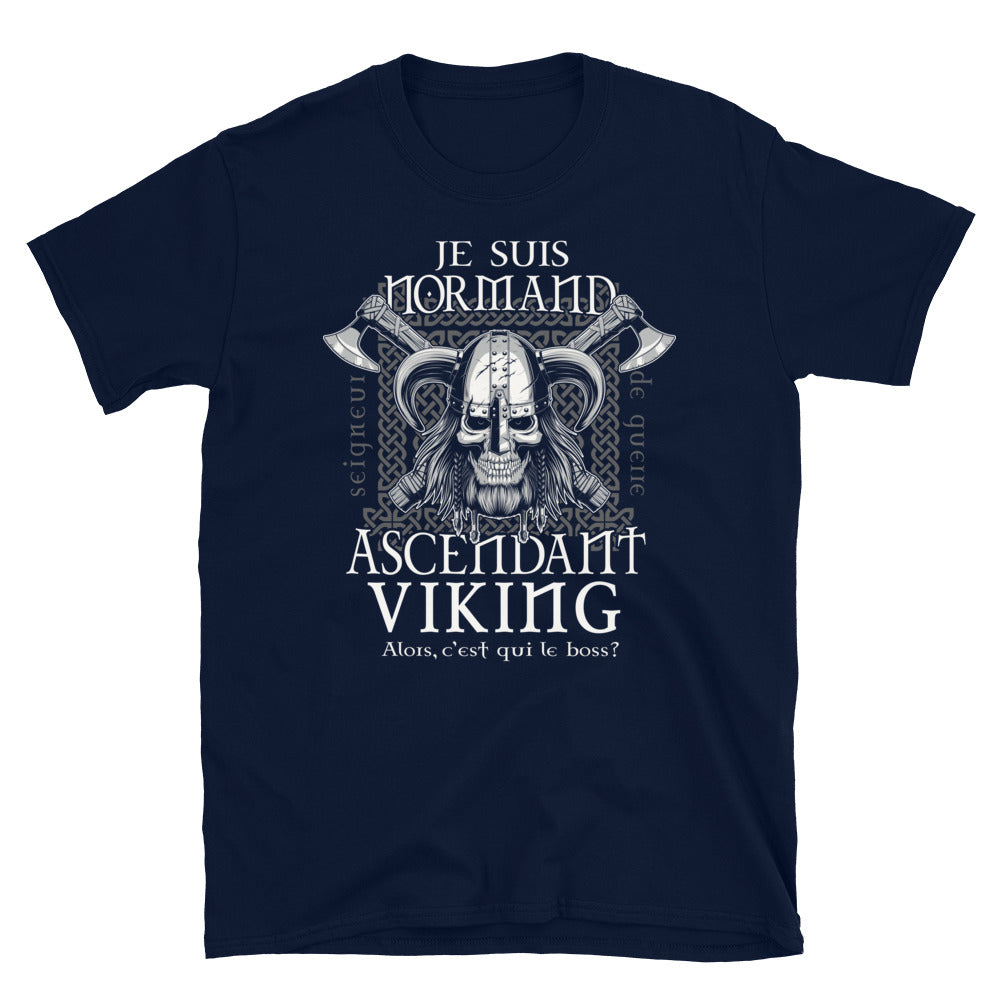 T-shirt Normand bleu marine - Je suis normand, ascendant viking face