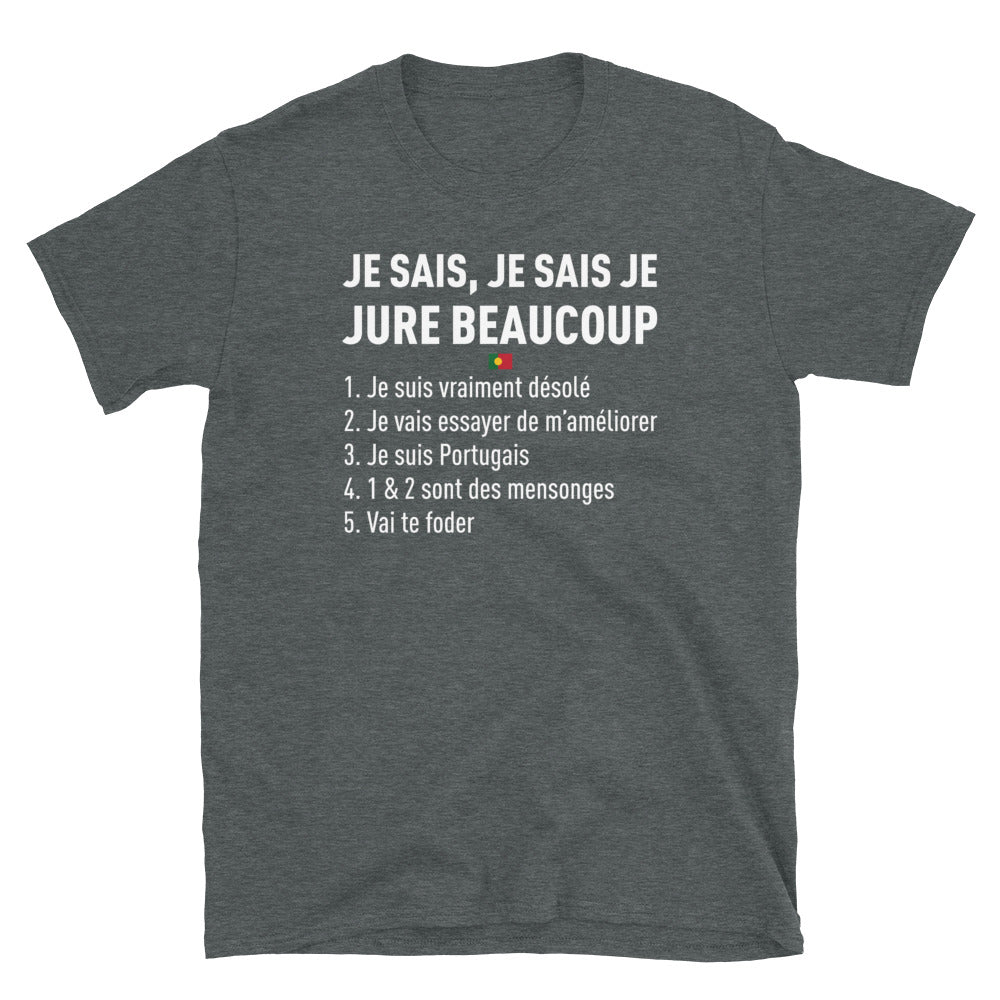 T-shirt Portugal bleu marine dos - Je jure beaucoup avec humour