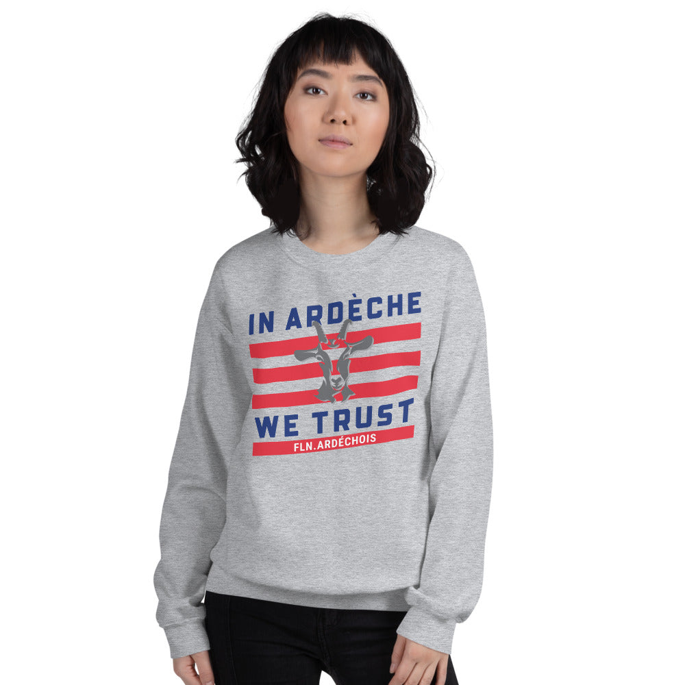 Sweatshirt Ardèche gris sport dos - In Ardèche we trust