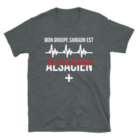 Thumbnail for T-shirt Alsacien gris foncé chiné - Groupe sanguin humoristique