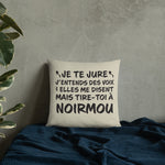 Tire toi à Noirmou - Coussin décoratif et humoristique île aux mimosas en Vendée - Ici & Là - T-shirts & Souvenirs de chez toi