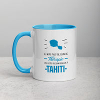 Thumbnail for Thérapie Tahiti - Mug Tasse Couleur intérieure bleue - Ici & Là - T-shirts & Souvenirs de chez toi