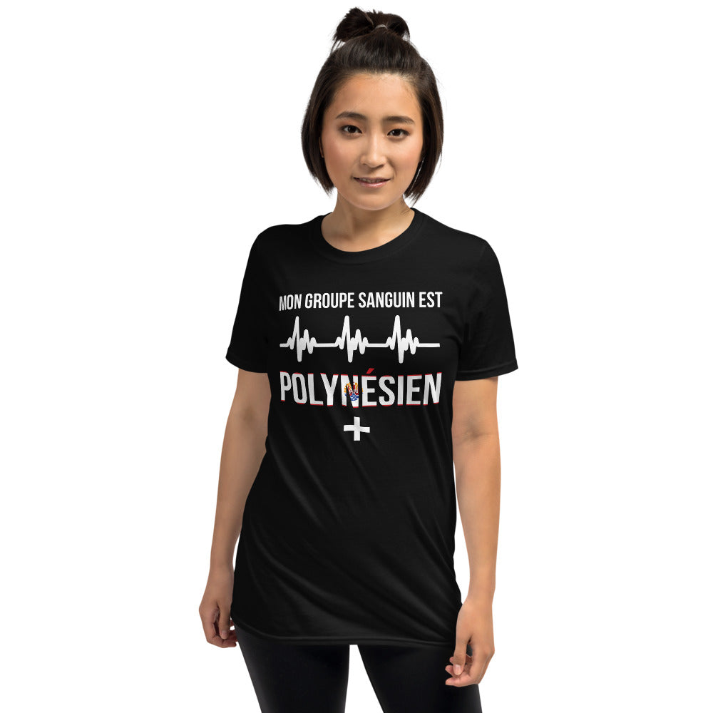 T-shirt Polynésien marine - Groupe sanguin humoristique