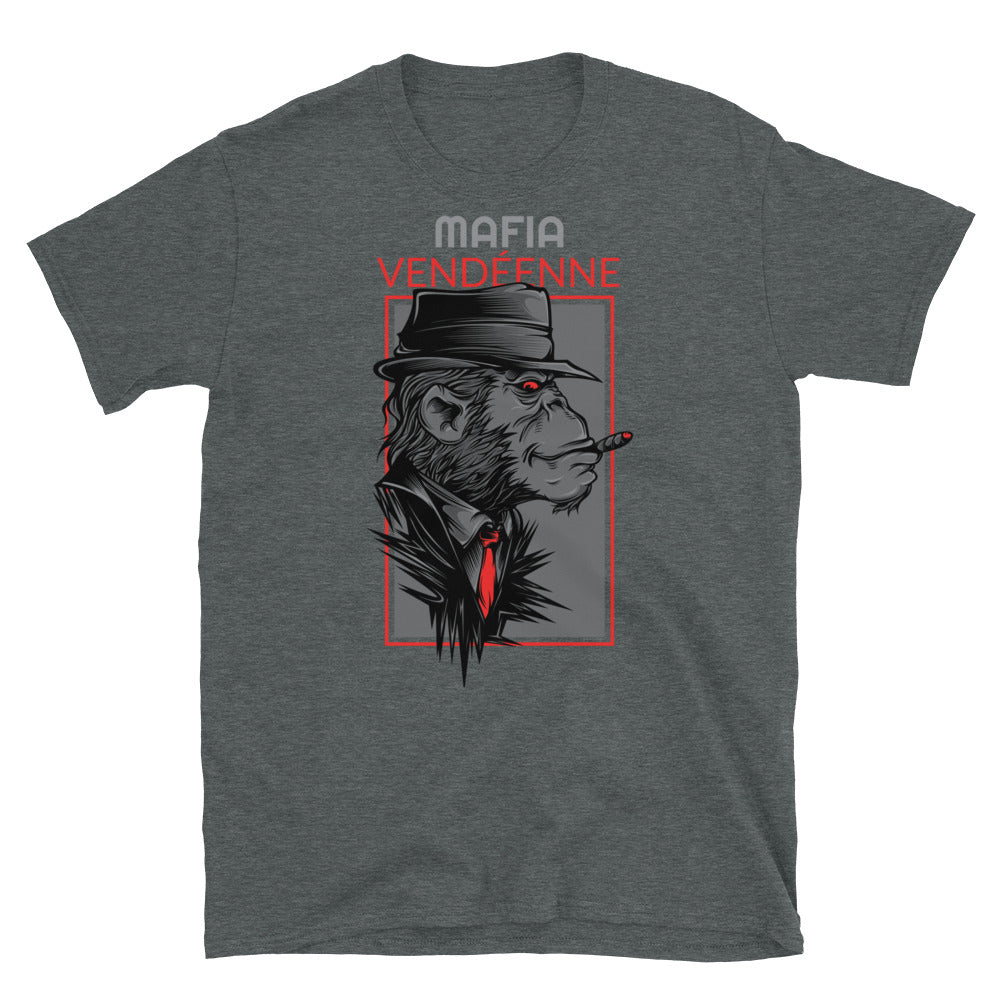T-shirt Vendée gris foncé chiné dos - Mafia Vendéenne avec humour local