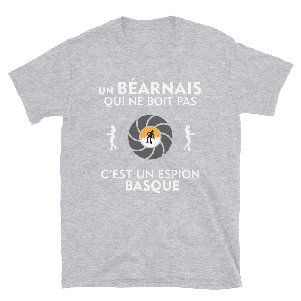 T-shirt Béarn gris sportif - Le gars qui ne boit pas c'est un espion