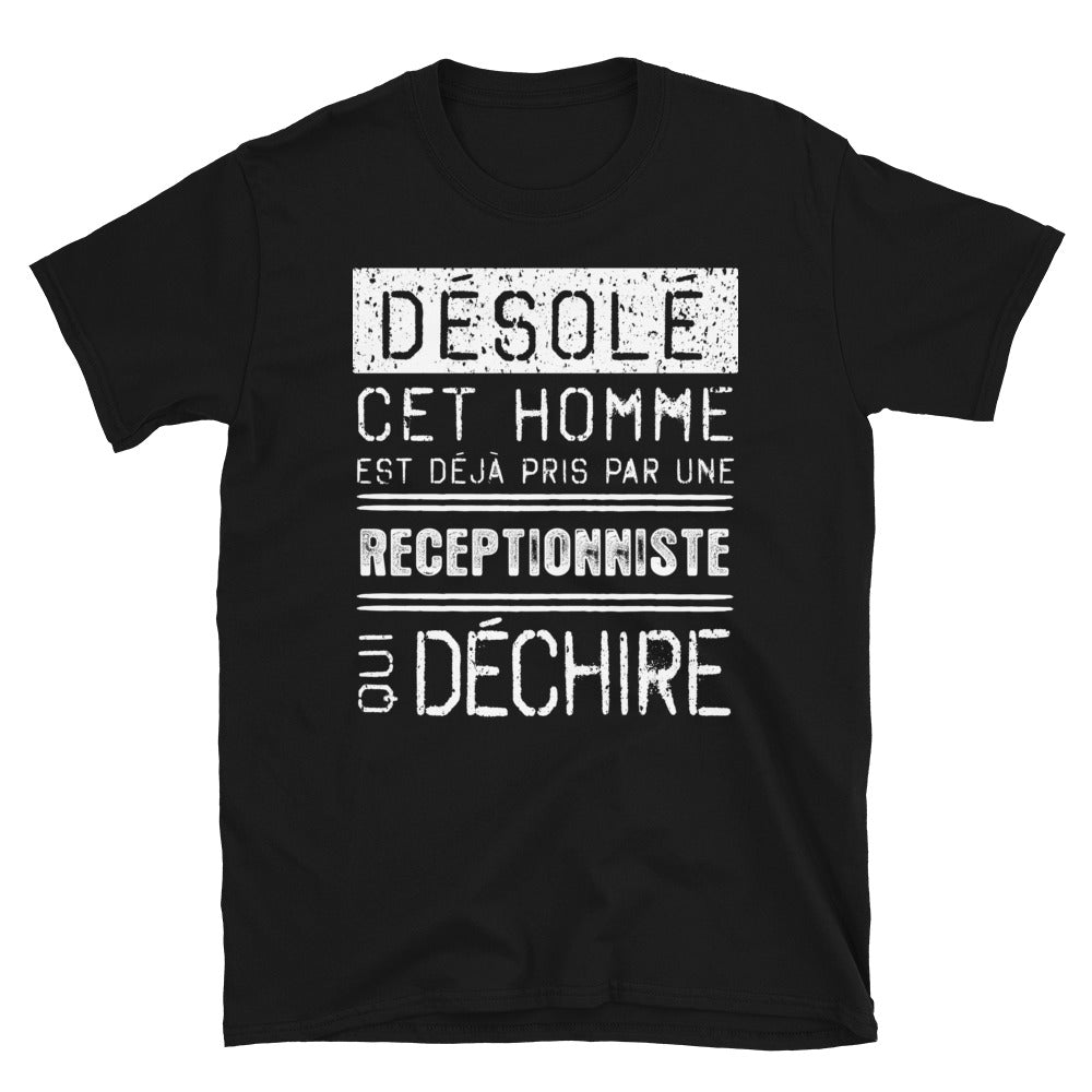 T-shirt humour noir - Désolé ce mec est pris par une fille