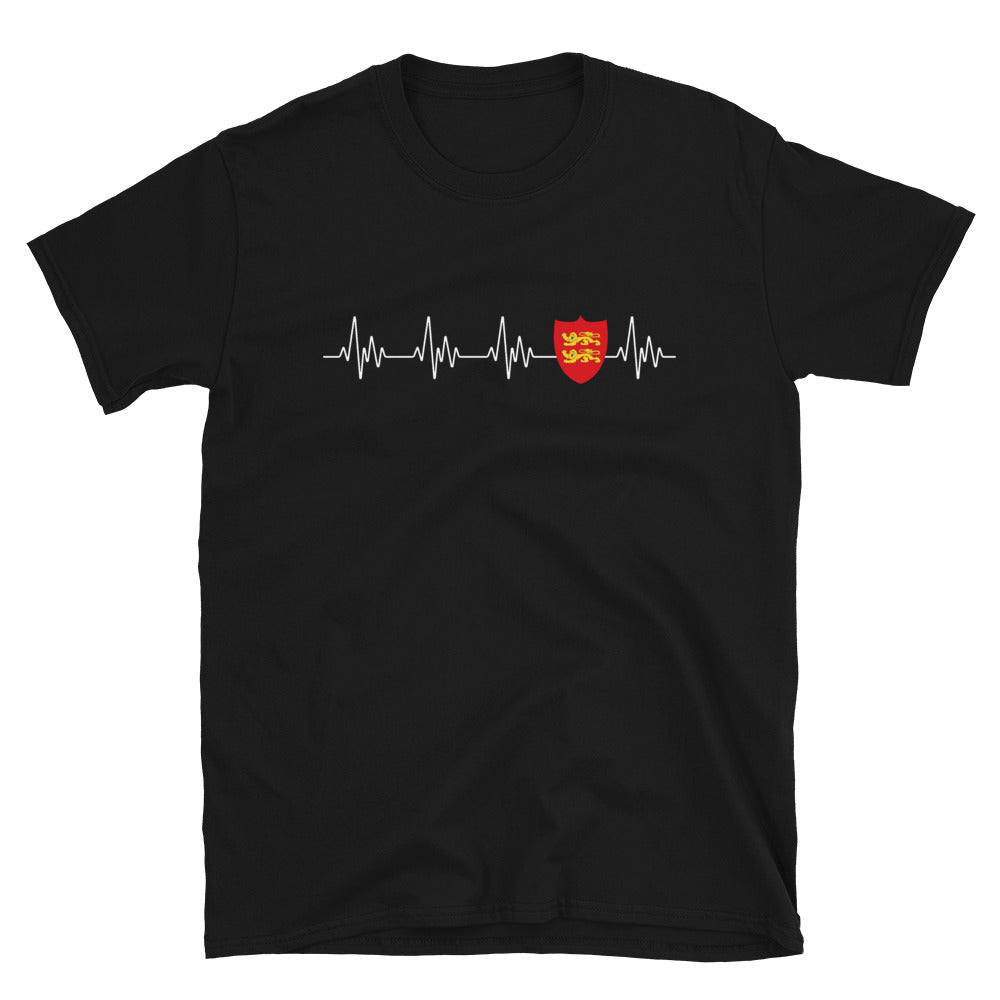 T-shirt Normandie noir - Blason et battement de cœur