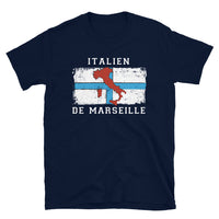 Thumbnail for T-shirt Marseille noir dos - Italien de Marseille, drapeau et carte