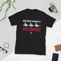 Thumbnail for T-shirt Aveyron noir dos - Mon groupe sanguin est Aveyronnais plus