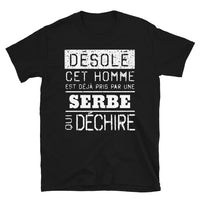 Thumbnail for T-shirt Serbie noir - Désolé ce mec est pris par une fille qui déchire