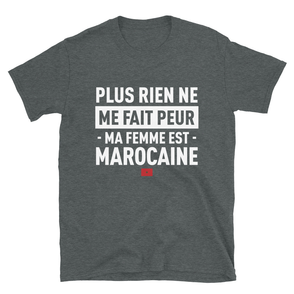 T-shirt marocain bleu marine - Plus rien ne me fait peur ma femme est