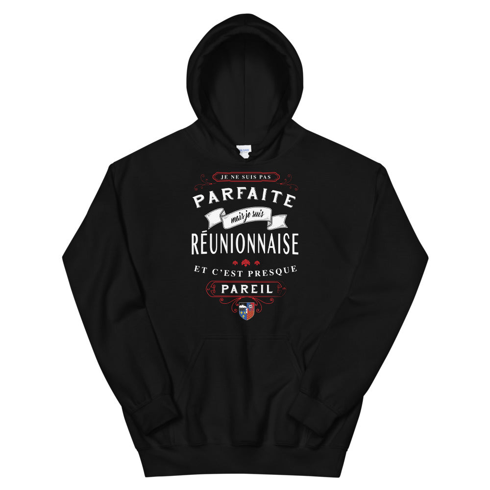 Sweatshirt Réunion noir - Je ne suis pas parfaite, je suis réunionnaise