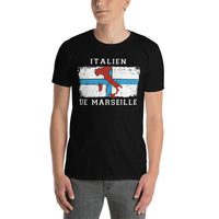 Thumbnail for T-shirt Marseille bleu marine - Italien de Marseille, drapeau et carte