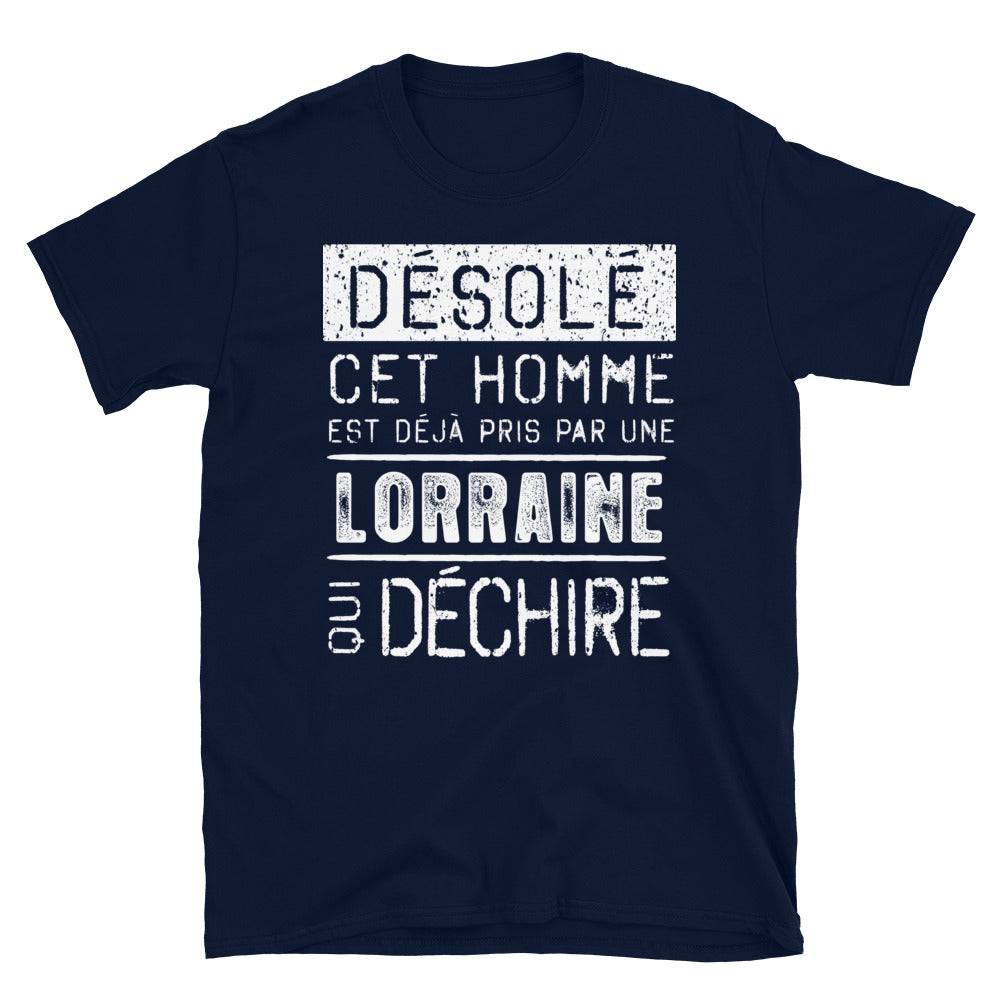 T-shirt Lorraine noir dos - Désolé ce mec est pris par une fille qui déchire