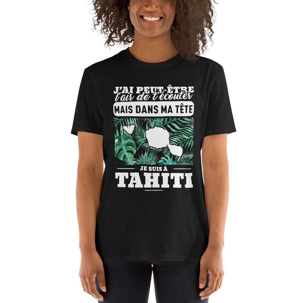 T-shirt Tahiti bleu marine - J'ai peut-être l'air de t'écouter