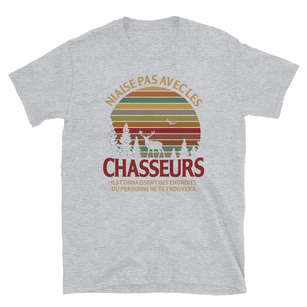 T-shirt chasseurs gris foncé - Niaise pas avec les chasseurs