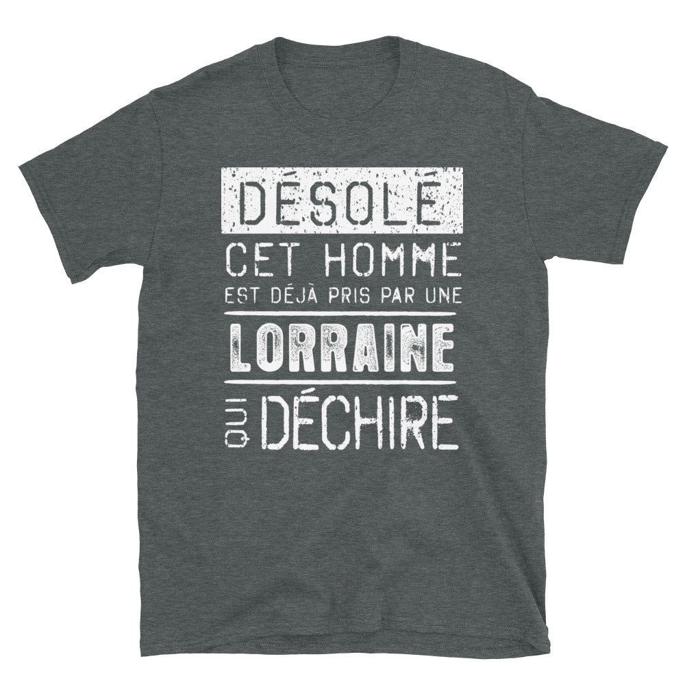 T-shirt Lorraine bleu marine - Désolé ce mec est pris par une fille qui déchire